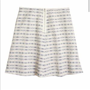 J. Crew Jacquard A-line Flare Skirt in Gold, Blue, White